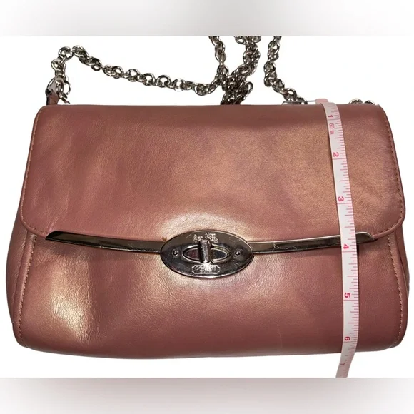 Coach - bronze shimmer leather crossbody bag - like new- pink interior - Picture 6 of 9